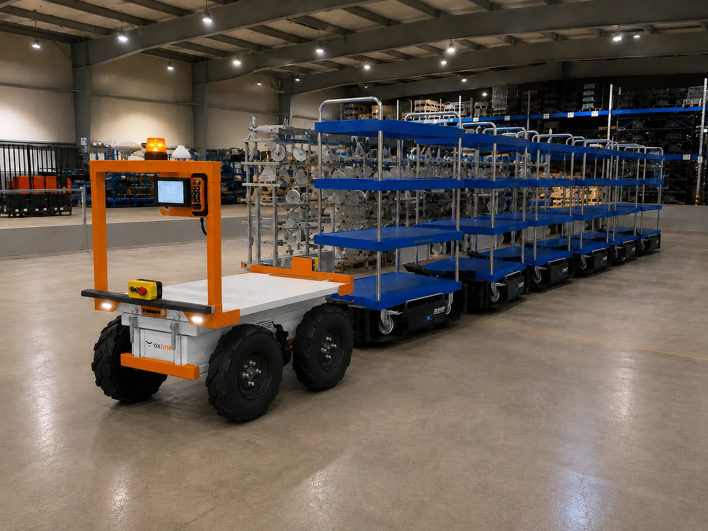 oxone in an industrial yard with cargo containers